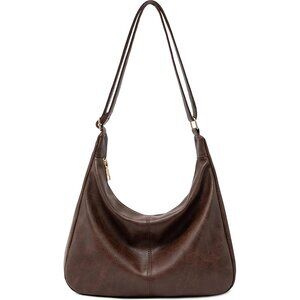 Hobo Bags for Women Foldable Vegan Leather Shoulder Handbag Slouchy Tote Crossbo